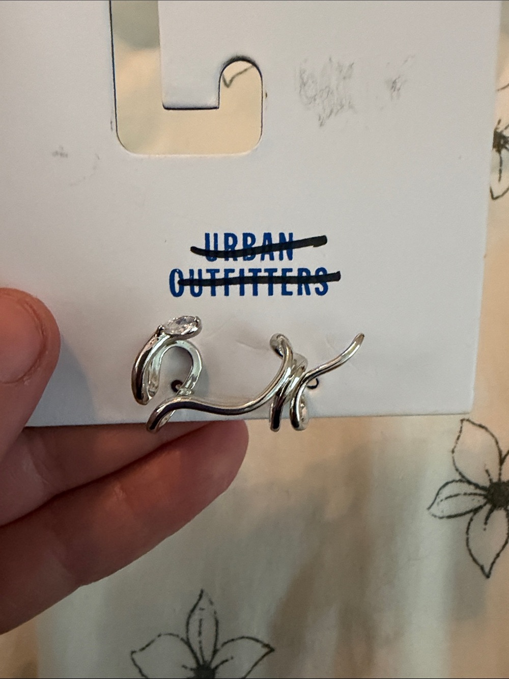 Urban Outfitters Silver Sculptural Wave Ear Cuff